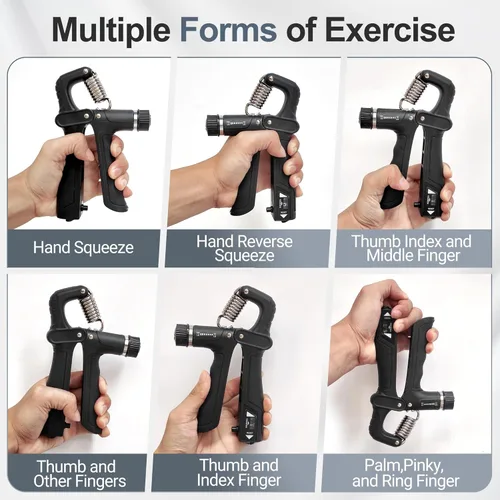 Miniatura 4 de Kits de entrenamiento de fuerza de agarre (paquete de 5), fortalecedor de antebrazo con resistencia ajustable, probador de fuerza de agarre