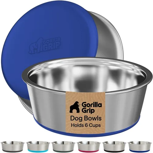Miniatura 28 de GORILLA GRIP Tazones para perros, acero inoxidable 304 de grado alimenticio, capacidad para 2 tazas cada uno (16 onzas líquidas) para alimentos