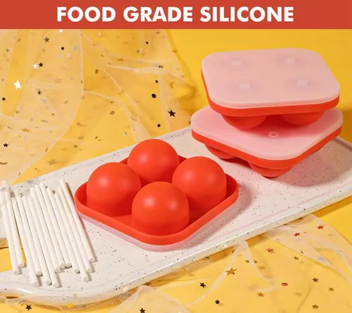 Miniatura 3 de Webake Juego de 3 moldes para piruletas, moldes de silicona para caramelos duros con 100 palitos de papel, moldes redondos 3D de caramelo con tapas