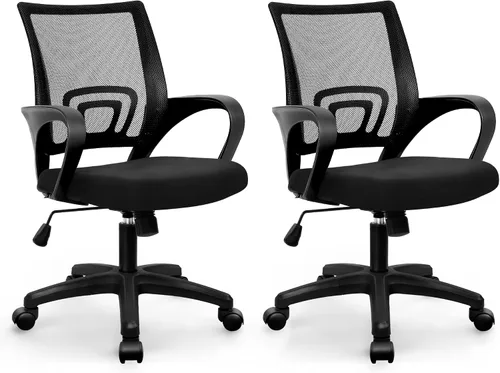Miniatura 14 de ETONEX Silla de oficina con cojín ergonómico de respaldo medio, soporte lumbar, ajustable, giratoria, silla de escritorio para videojuegos, cómoda
