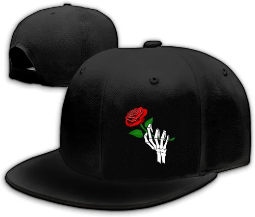 Miniatura 11 de Mens Snapback Hats Flat Bill Brim Hats for Men Baseball Cap Fitted Hats Skull Decor Skeleton Hand Rose Flower Floral Ira Pitbull