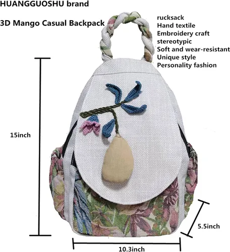 Miniatura 79 de HUANGGUOSHU Mochila de algodón tejida de algodón bohemio con bordado de lona estilo bohemio con múltiples bolsillos retro linda mochila cartera