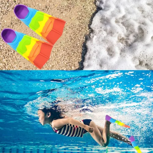 Miniatura 18 de Swimming Training Fins,Comfortable Silicone Flippers for Swimming and Diving,Size Suitable Kids Girls Boys Adult BG-Green Grassland