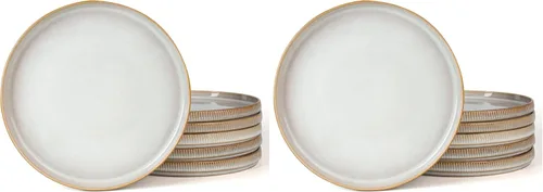 Miniatura 26 de famiware Star Platos de Ensalada para 6, Juego de Platos de 8 Pulgadas, Vajilla de Gres, Platos Pequeños para Postre, Ensalada, Aperitivo, Blanco