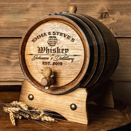 Barril de envejecimiento de roble americano premium grabado personalizado para whisky, cerveza, vino, bourbon, tequila, ron, salsa picante y más (1