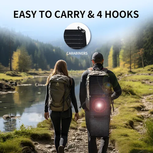 Miniatura 3 de Panel Solar Portátil de 30W, Cargador de Paneles Solares Plegables para Camping, Senderismo, Actividades al Aire Libre, Kit de Panel Solar