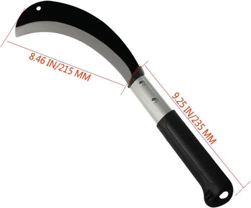 Miniatura 3 de Cuchillo de hoz de hoja de acero al carbono con mango de aluminio, para hierba, granja, cosecha, agricultura, hoz de deshierbe