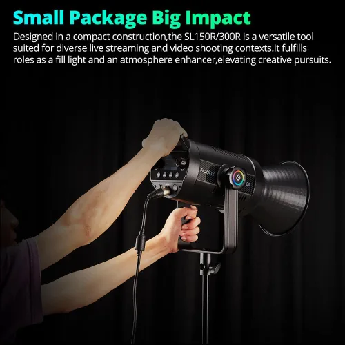 Miniatura 3 de Godox Luz de video LED RGB SL150R, 150W luz LED a todo color CRI 95 TLCI 96 Disipación de calor de bajo ruido 14 efectos Fx múltiples