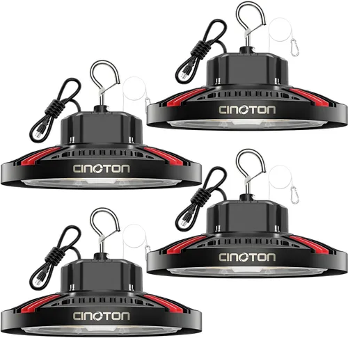 Miniatura 15 de CINOTON Luz LED UFO de Bahía Alta de 100W, Luces LED de Aluminio para Tienda con 15000LM, Iluminación de Bahía Comercial de 5000K para Almacén