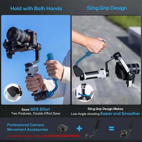 Miniatura 4 de ZHIYUN CINEPEER Weebill 3E, estabilizador de cardán ligero de 3 ejes para cámara réflex digital y sin espejo Canon/Sony/Panasonic/Nikon, carga útil