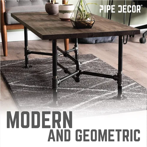 Miniatura 4 de PIPE DECOR Juego de patas de mesa auxiliar, kit de base de mesa industrial rústica para sala de estar, oficina, tuberías y accesorios ásperos