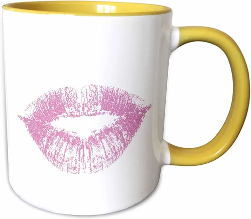 Miniatura 14 de 3dRose Girly Pink Kiss Lips 15oz Two-Tone Black Mug