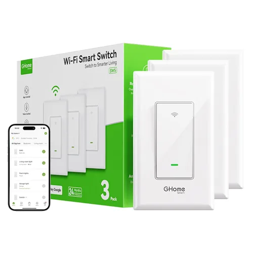 Miniatura 8 de Interruptores inteligentes GHome Smart para luces, interruptor de luz WiFi inteligente funciona con Alexa y Google Home, un solo polo, requiere
