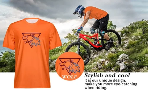Miniatura 5 de Wisdom Leaves Camiseta de ciclismo de montaña para hombre, manga corta, Downhill MTB que absorbe la humedad y de secado rápido