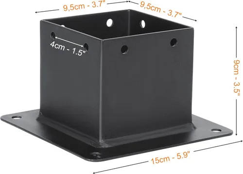 Miniatura 2 de 10 piezas de soportes de base para postes de metal 4x4, tamaño interno 3.5"x3.5", soportes de base para postes de madera de alta resistencia