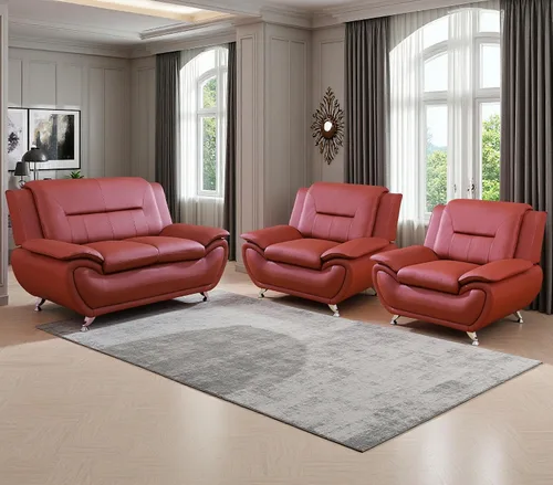 Miniatura 29 de Juego de sofá de cuero (3 piezas, cuero negro B), muebles de sala de estar para apartamento, material de estilo minimalista, fácil montaje B-cuero