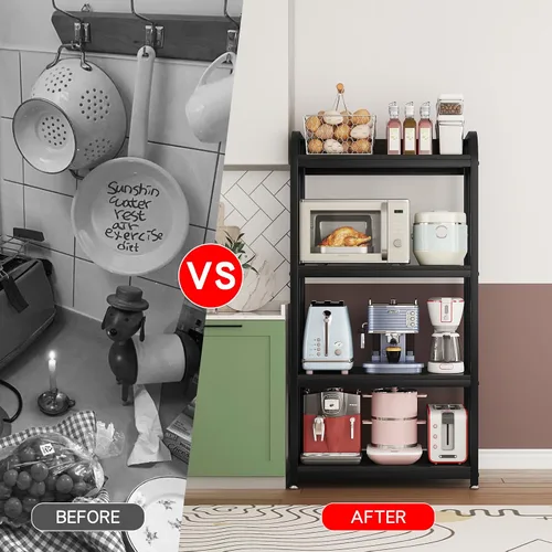 Miniatura 4 de Estante para panaderos de 4 niveles con altura ajustable, estante grande para hornear de cocina con estantes, soporte industrial para microondas