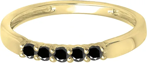 Miniatura 15 de Dazzlingrock Collection Anillo de boda redondo de 5 piedras preciosas o diamantes para mujer en oro macizo de 10 K/14 K/18 K