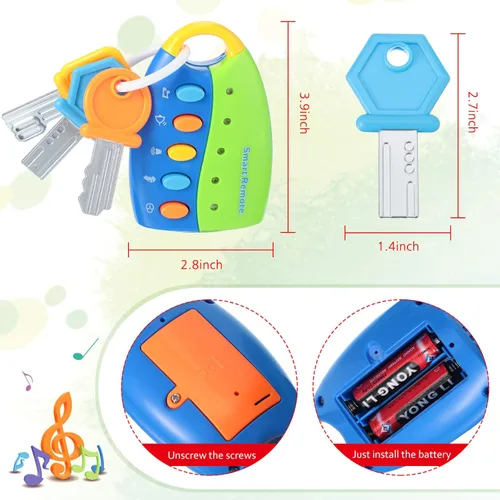 Miniatura 3 de Skylety Juguete musical inteligente remoto de la llave del coche con sonido y luces Juguetes musicales divertidos y educativos para el juego de Azul
