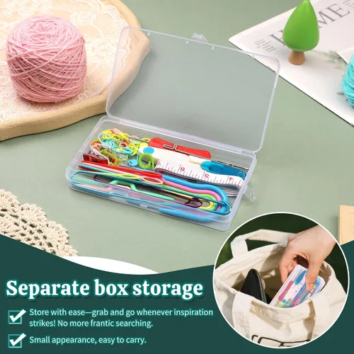 Miniatura 5 de JUPEAN Accesorios completos para tejer, kit de suministros para tejer con marcadores de puntada, agujas de coser de plástico, agujas de cable