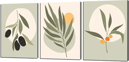 Miniatura 18 de Pintura solar para pared, diseño de líneas bohemias, montañas, decoración de pared de mediados de siglo, juego de 3 lienzos impresos en lienzo