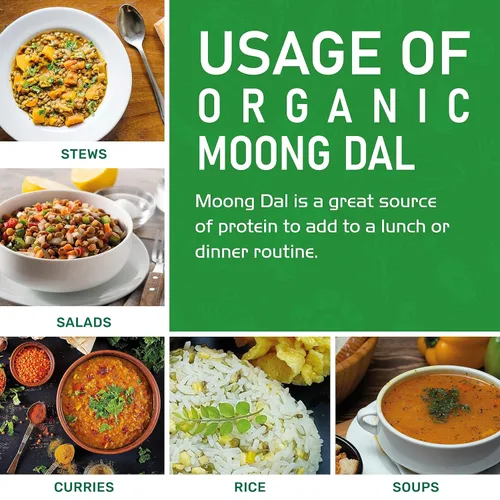 Miniatura 7 de Jiva Moong Dal amarillo orgánico, 2 libras, sin OMG, sin gluten, ideal para Kitchari, frijoles mungos amarillos partidos