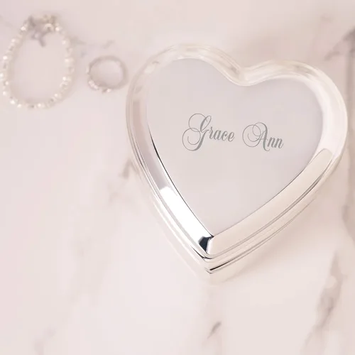 Miniatura 10 de Cherished Moments Caja de recuerdo de joyería de corazón personalizada con cruz grabada personalizada y nombre para regalo de bautizo de bebé