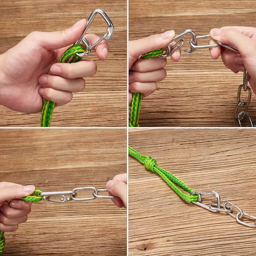 Miniatura 3 de Cuerda de flotador resistente de grado marino, cuerda de alta visibilidad con ganchos de acero inoxidable 316 para línea de remolque de kayak, boya