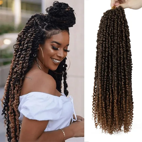Miniatura 20 de Pelo de Passion Twist – 8 paquetes de 18 pulgadas Passion Twist Crochet para mujeres, cabello rizado pretrenzado Passion Twists extensiones de #2