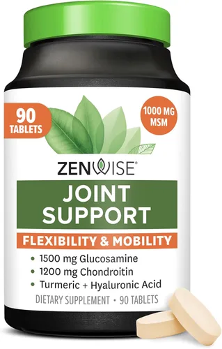 Zenwise Health Suplemento de apoyo articular con glucosamina, condroitina, MSM, curcumina y sulfato, salud articular para mujeres y hombres, apoyo