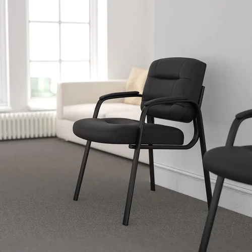 Miniatura 2 de Flash Furniture Darwin Flash Fundamentals LeatherSoft - Silla de recepción ejecutiva, moderna silla copetuda para sala de estar u oficina
