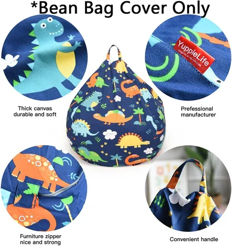 Miniatura 4 de YuppieLife Funda para puf de almacenamiento para niños (sin relleno), organizador de juguetes, sofá con asa de transporte, disponible para niños