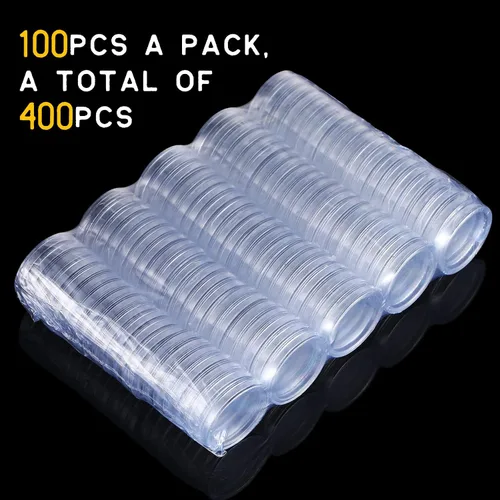 Miniatura 7 de 400 unidades de 0.827 in para monedas, cápsulas de plástico redondo transparente para monedas de barra plateada suministros de colección de monedas