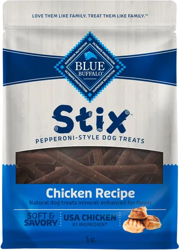 Miniatura 20 de Blue Buffalo Stix Pepperoni-Style - Golosinas para perros hechas con ingredientes naturales, receta de carne de res, bolsa de 13 onzas