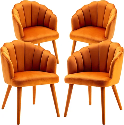 Miniatura 13 de Juego de 2 sillas de comedor de terciopelo negro modernas, sillas laterales de tapicería con patas de madera tapizadas para el hogar, cocina, sala