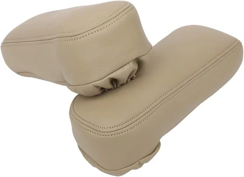 Miniatura 5 de LUJUNTEC Funda de repuesto de cuero para reposabrazos de asiento beige para Ford F150 F250 F350 para Excursion Lariat 99 00 01 02 03 04 05 06 07