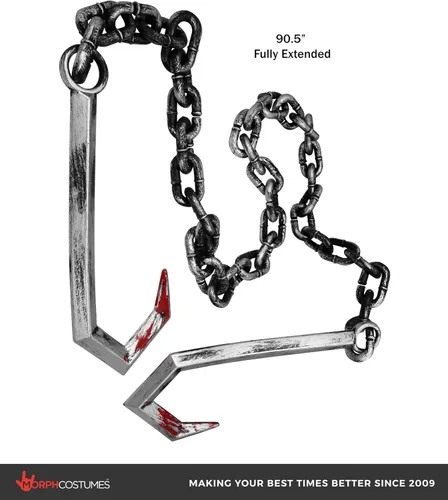 Miniatura 6 de Nicky Bigs Novelties Cadena falsa, cadena de plástico plateado, accesorio de cadenas, gancho falso, accesorios de disfraz de carnicero, disfraz