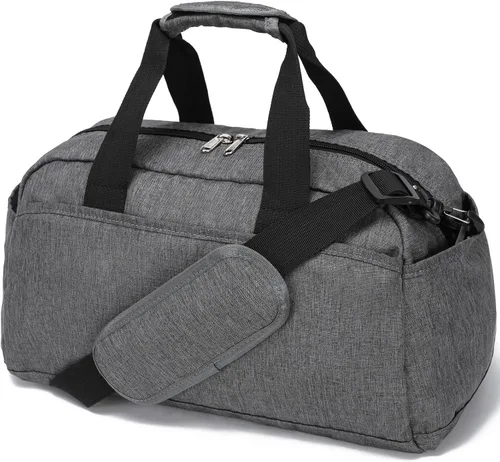 Bolsa de gimnasio pequeña de 14 pulgadas para mujeres y hombres, mini bolsa de lona para viajes, deportes, bolsa de transporte ligera, color gris