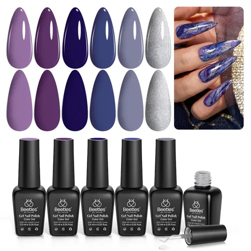 Miniatura 26 de Beetles - Esmalte de uñas de gel pastel, 6 colores, esmalte de gel macarrón, rosa claro, azul, verde, amarillo, morado, uñas suaves para todas