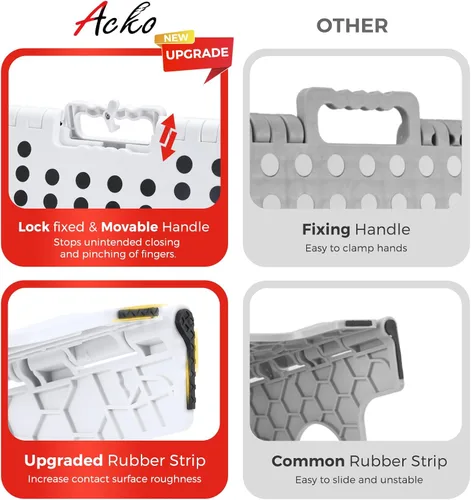 Miniatura 3 de ACKO Taburete plegable plegable de 16 pulgadas, 400 libras de capacidad, taburetes de plástico para adultos y niños, taburetes plegables para Blanco