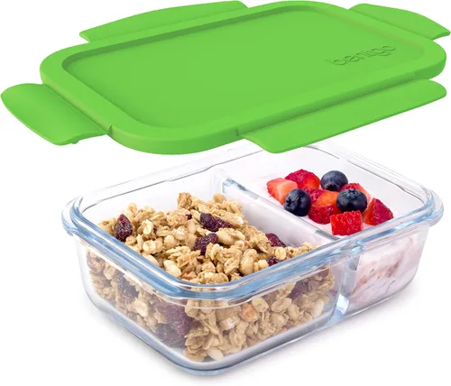 Miniatura 10 de Bentgo® Snack de vidrio – Contenedor de aperitivos estilo Bento, a prueba de fugas, con tapa hermética y diseño dividido de 2 compartimentos, Púrpura