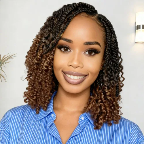 Miniatura 13 de Goddess Box Braids 1B3330 - Trenzas de ganchillo bohemias de 10 pulgadas para mujeres negras, paquete de 7 paquetes de trenzas bohemias preenlazadas