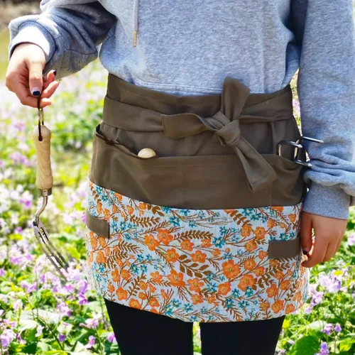 Miniatura 3 de Delantal de jardín para mujer, delantal de servicio lindo, delantal de flora con 8 bolsillos, regalo de San Valentín para mamá, esposa, novia plum