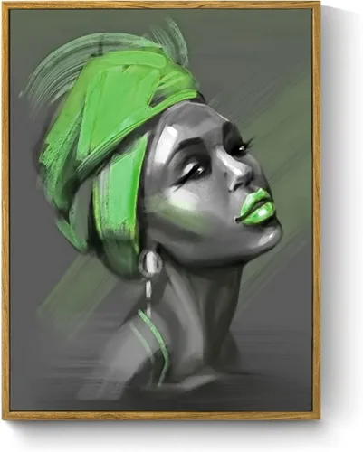 Miniatura 39 de LB Arte de pared de mujer afroamericana, mujer negra con cabello dorado, impresiones de pintura abstracta, belleza moderna negra y dorada para sala