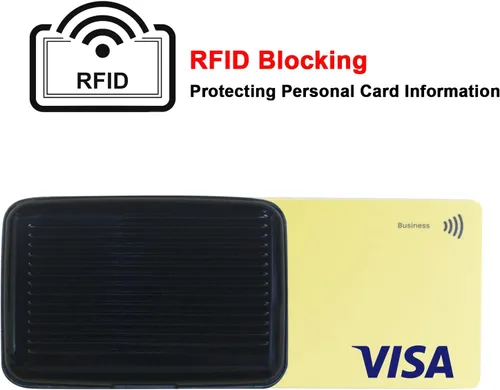 Miniatura 3 de Oirtmiu Mini cartera de aluminio RFID para tarjetas de crédito, Color sólido, Moderno, colorido, ligero y práctico