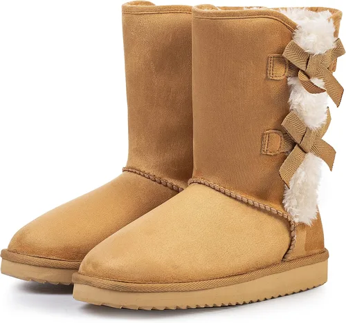 Miniatura 7 de KRABOR Womens Suede Snow Boots Mid-Calf Winter Shoes with Side Bows
