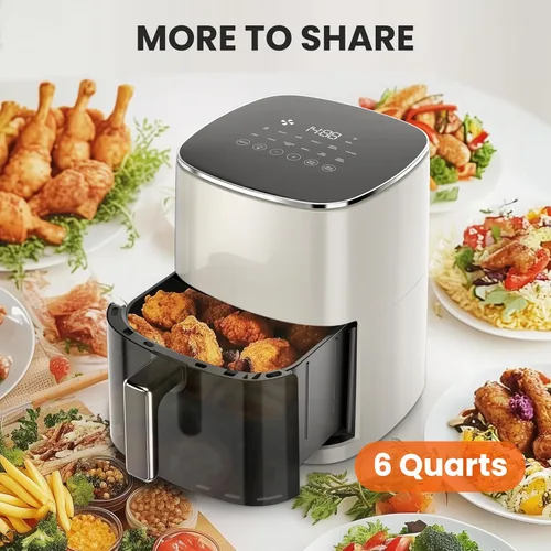 Miniatura 4 de Sweetcrispy Freidora de aire de 6QT con ventana, horno de freidora de aire cuadrado 12-en-1 para la familia, tecnología de aire rápido de 400°F