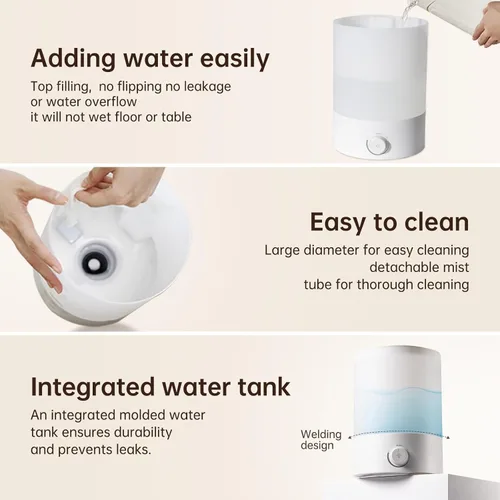 Miniatura 10 de YOGIN Humidificadores para Dormitorio Habitación Grande, Llenado Superior 2.5L Humidificadores Ultrasónicos de Niebla Fría para Guardería de Bebé