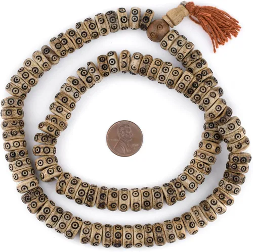 Miniatura 2 de TheBeadChest - Cuentas de hueso de disco de ojo tallado marrón (0.472 in)