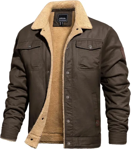 Miniatura 11 de TACVASEN Chaqueta de Invierno para Hombre con Forro Polar Sherpa Abrigo Tipo Cargo Chaqueta Trucker Cálida y Gruesa con Múltiples Bolsillos
